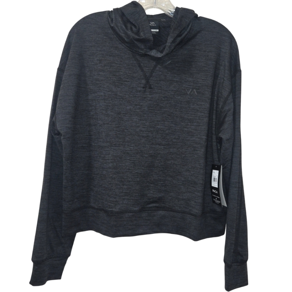 RCVA VA Womens SMALL PETITE Heather Black Hooded Sweatshirt